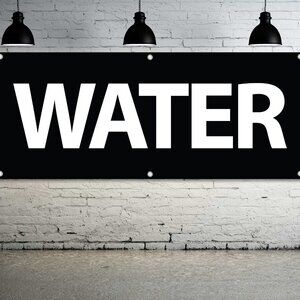 WATER Text Generic Vinyl Banner 5ft Sign H2O Hydration Vendor Festival Fair Agua